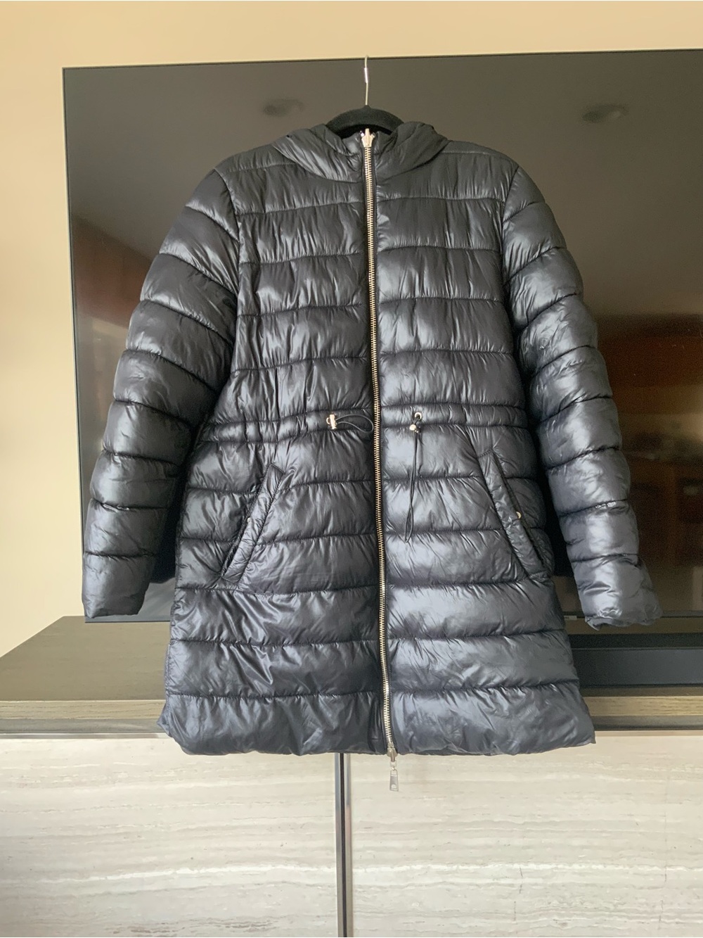 Women's Black Hooded Puffer Coat
